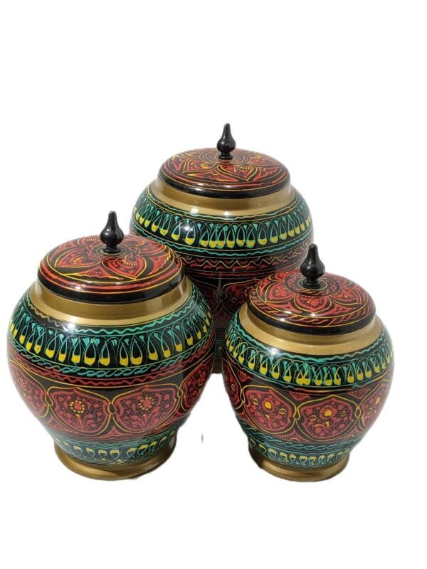 hand painted wooden candy jar 3 piece set