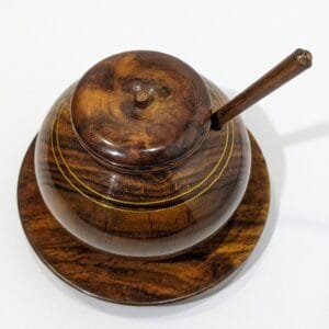 Handmade Wooden Pot (handi) For Dry Sorage & Decor Height 4 Inches Width 4.25 Inches