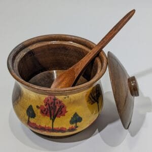 Handmade Small Wooden Painted (Pot) Handi Height=4.25 inches Width=4 inches