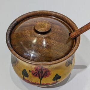 Handmade Small Wooden Painted (Pot) Handi Height=4.25 inches Width=4 inches