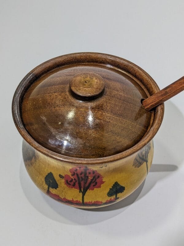 Wooden sugar pot hand painted