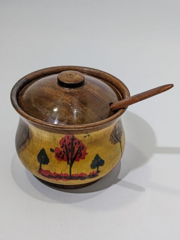 Wooden sugar pot hand painted