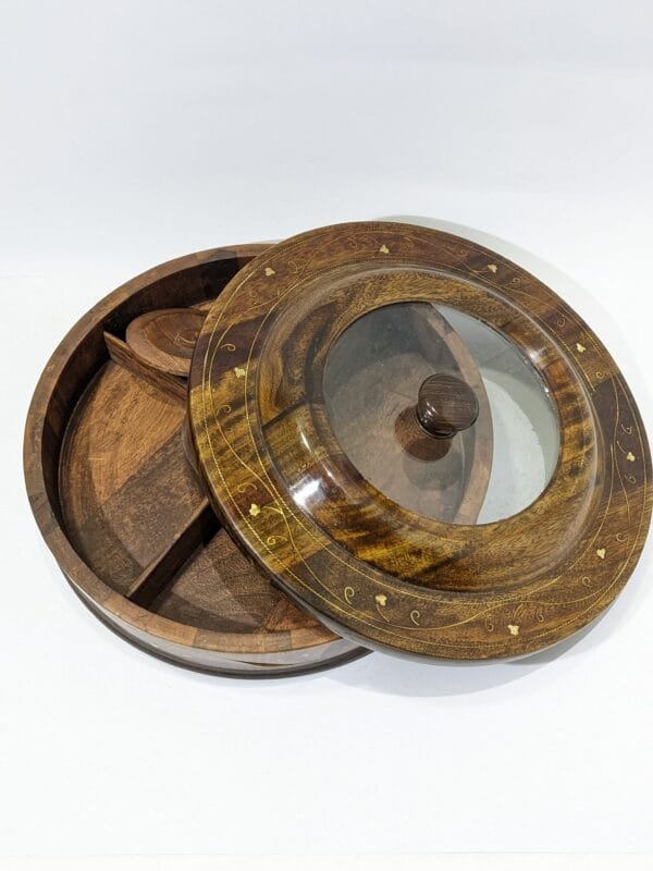 wooden round dry fruit box hand made