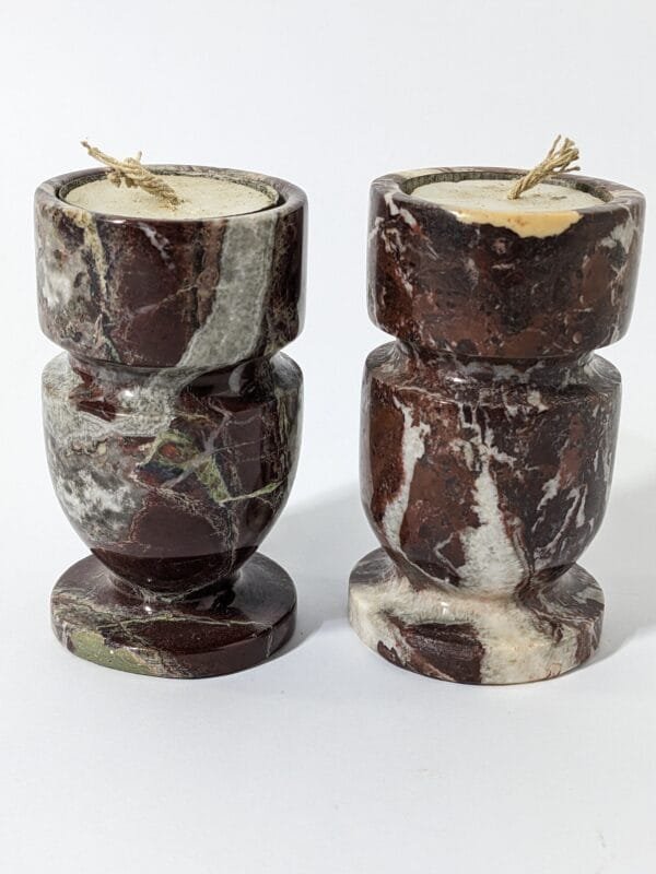 Marble Candle Stands Maroon & White