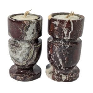 Marble Candle Stands Maroon & White