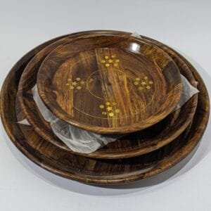 Wooden Plates Brass Work