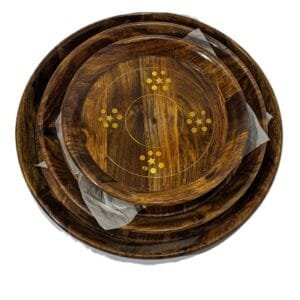 Wooden Plates Brass Work