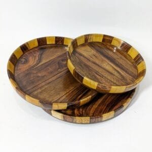 wooden round plates tukri set of 3